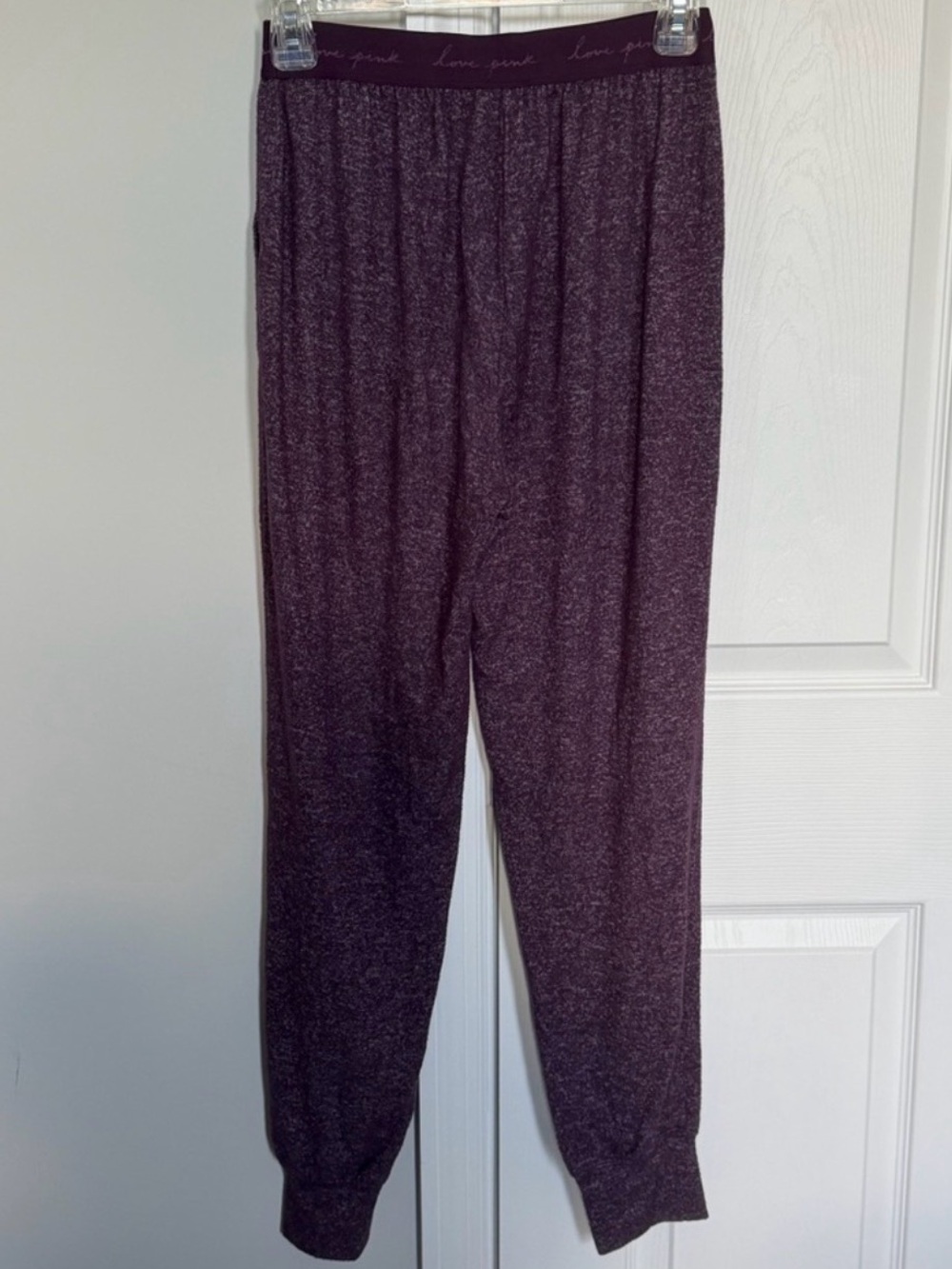 PINK Victorias Secret Cozy Jogger Sleep Pants w/ Pockets Heathered Purple Small - Picture 5 of 16